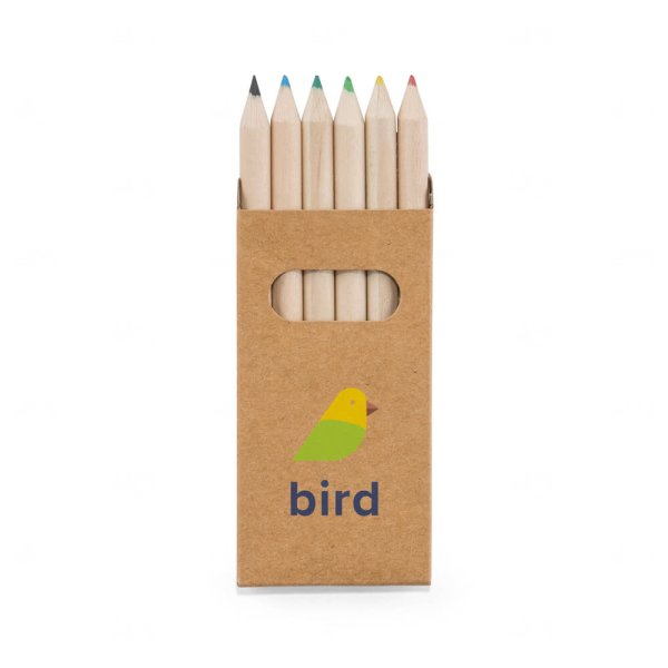 Caixa com 6 Mini Lápis de Cor Personalizada 