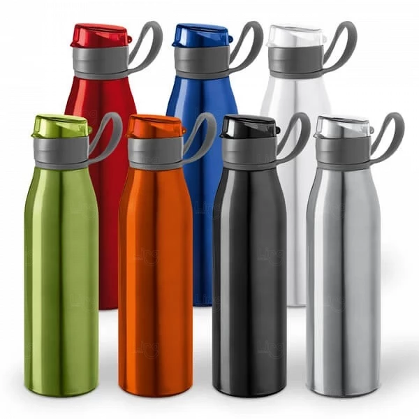 Garrafa de Alumínio 650ml com Tampa Retrátil Personalizada