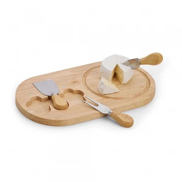 Kit Queijo 4 Peças com Tábua de Bambu Magnética Personalizado 