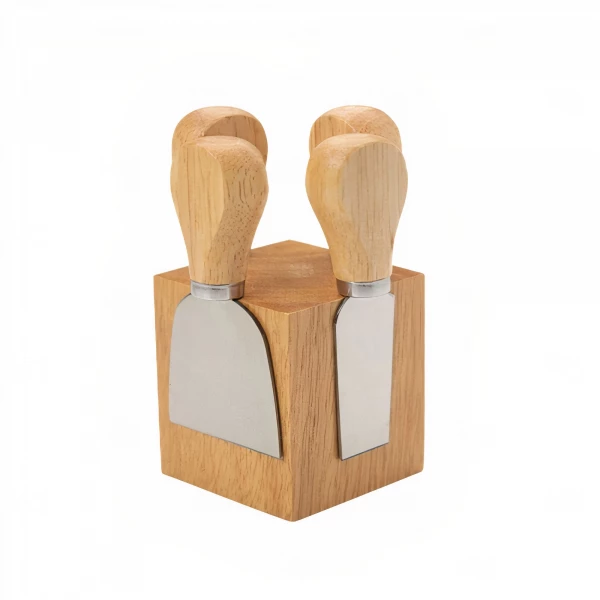 Kit Queijo 4 peças com Suporte Magnético em Bambu Personalizado