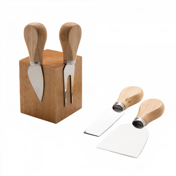 Kit Queijo 4 peças com Suporte Magnético em Bambu Personalizado 