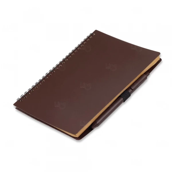 Caderno Ecológico Café com Caneta Personalizado - 21,3 x 15,7 cm