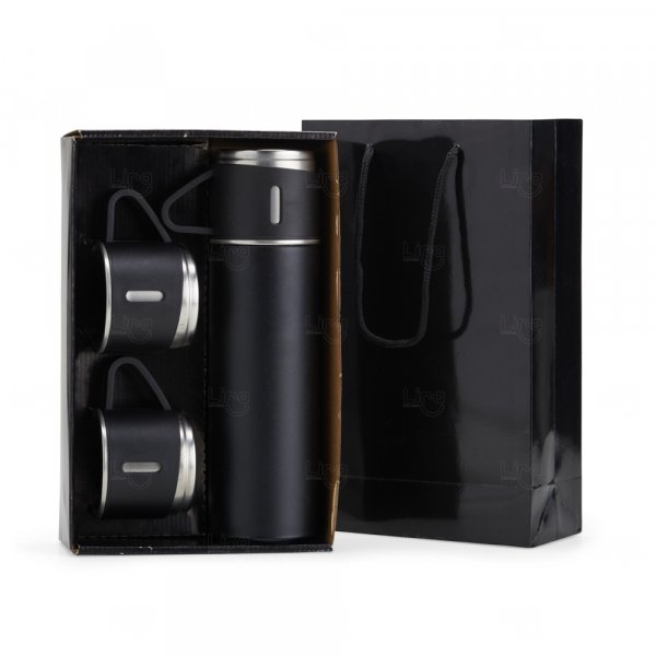 Kit Garrafa Térmica 450ml com Xícaras Personalizada 