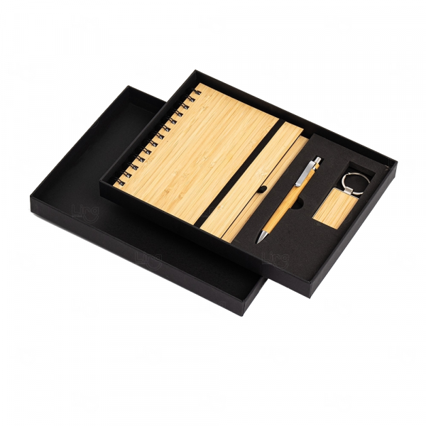 Kit Executivo Ecológico com 3 Peças em Bambu Personalizado 