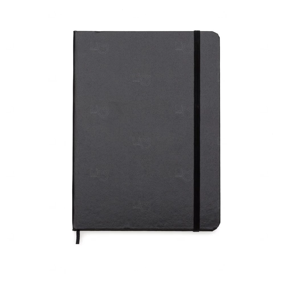 Caderneta Tipo Moleskine C/ Pauta Personalizado - 18 x 13 cm Preto