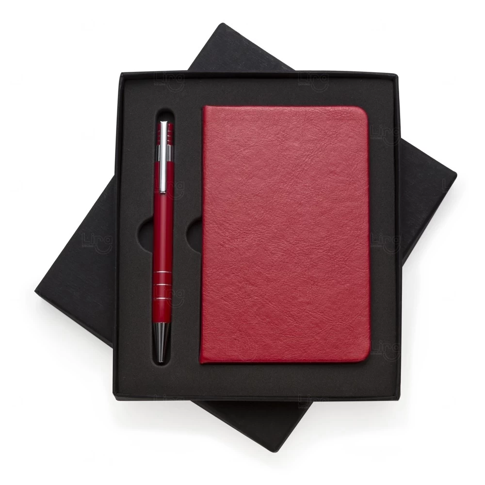 Bloco De Anotações Couro Sintético Personalizado - 14 x 9 cm Vermelho