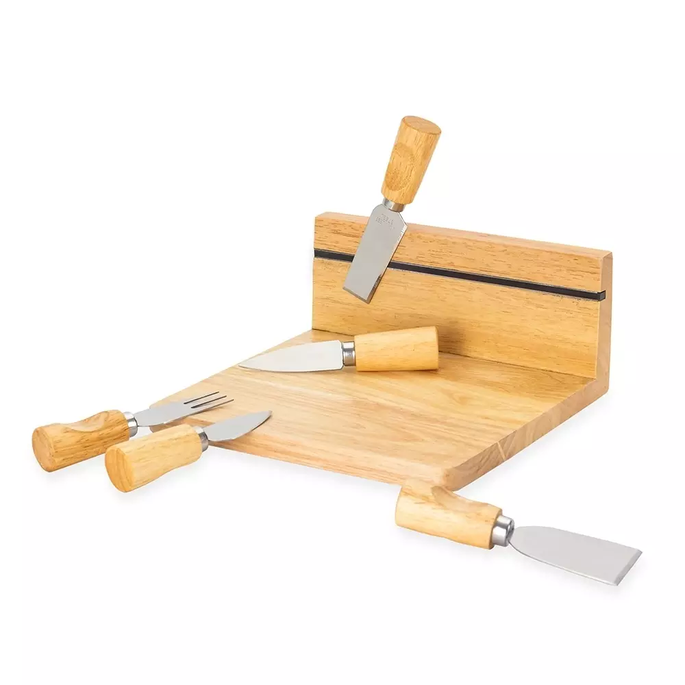Kit Queijo Bambu 6 Peças Antiderrapante Personalizado 