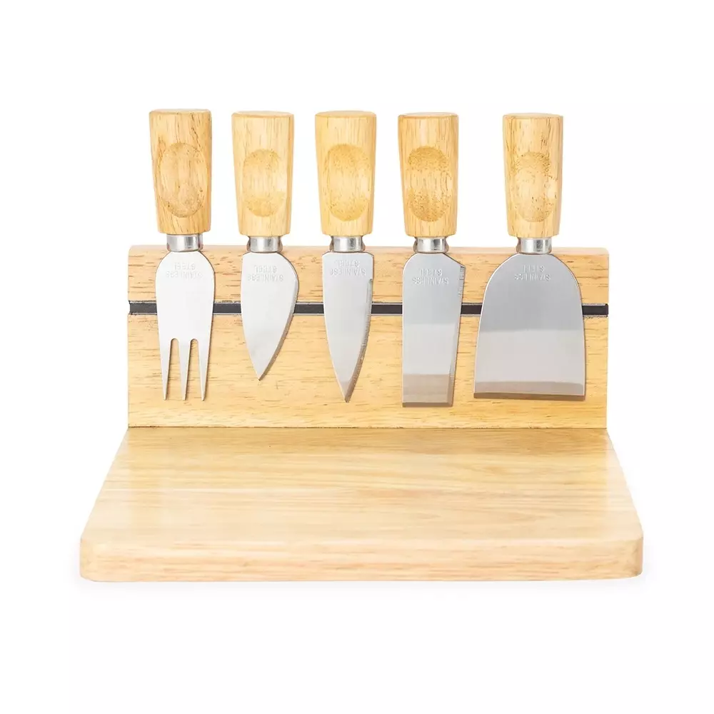 Kit Queijo Bambu 6 Peças Antiderrapante Personalizado 
