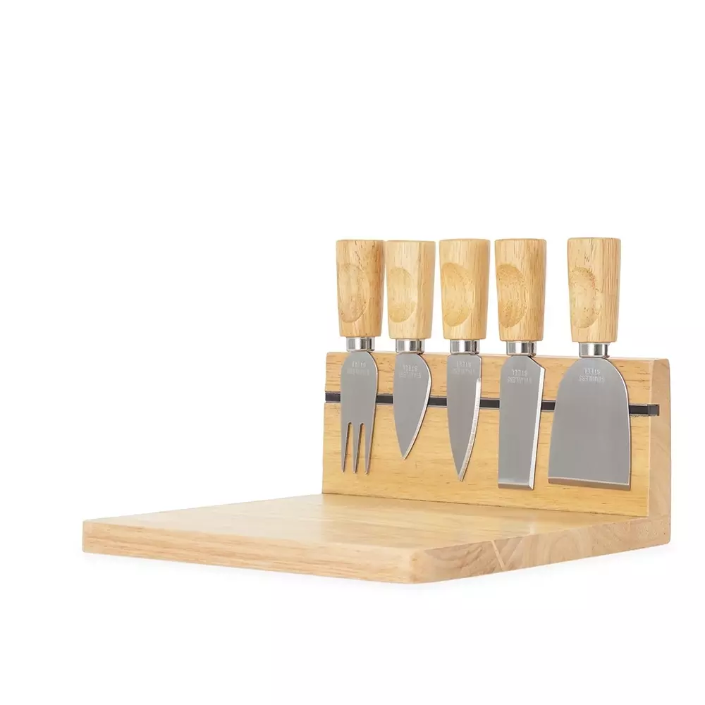 Kit Queijo Bambu 6 Peças Antiderrapante Personalizado 