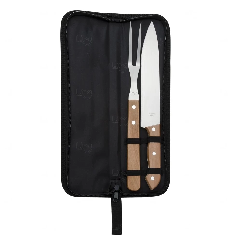 Kit Churrasco Personalizado com 2 Peças + Estojo Marfim