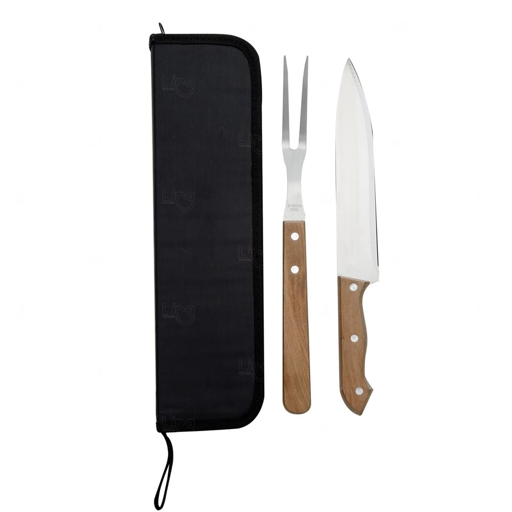 Kit Churrasco Personalizado com 2 Peças + Estojo Natural