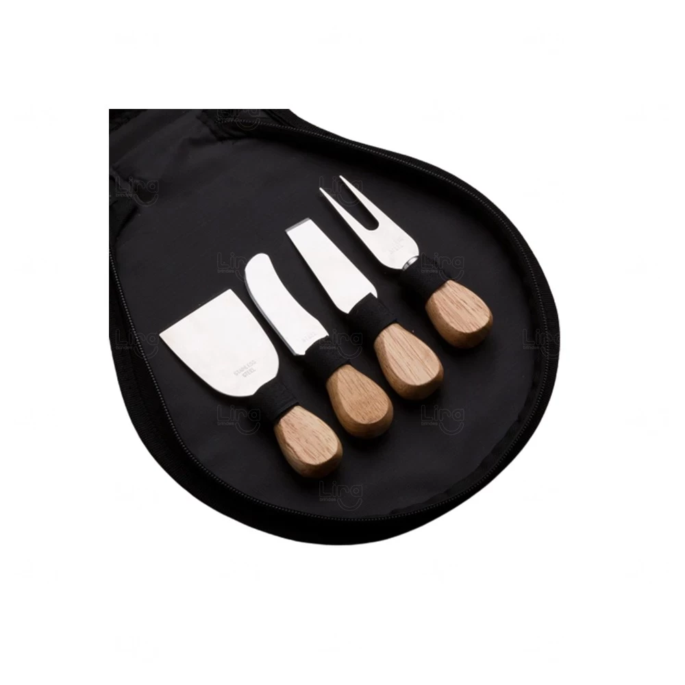 Kit Queijo 5 Peças com Estojo de Nylon Personalizado 