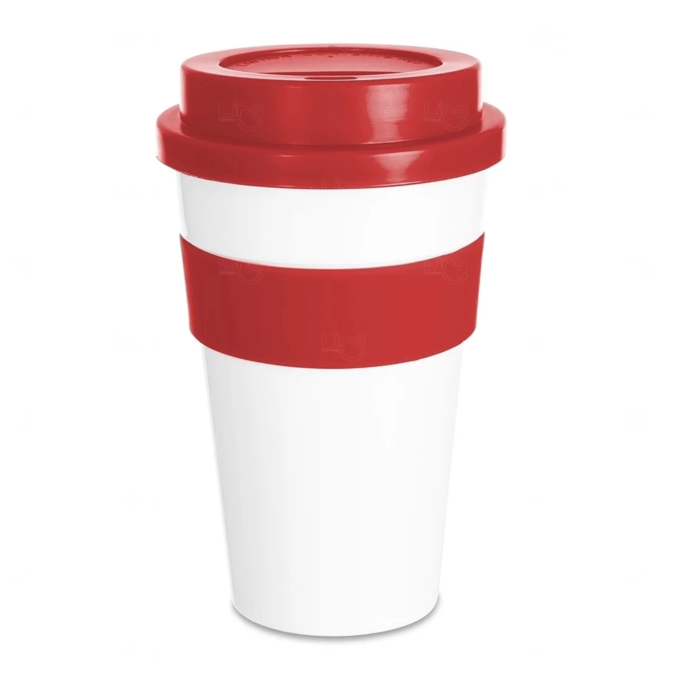 Copo Plástico Personalizado com Tampa - 480ml Vermelho