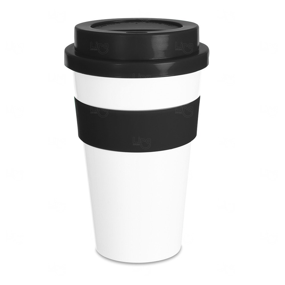 Copo Plástico Personalizado com Tampa - 480ml Preto