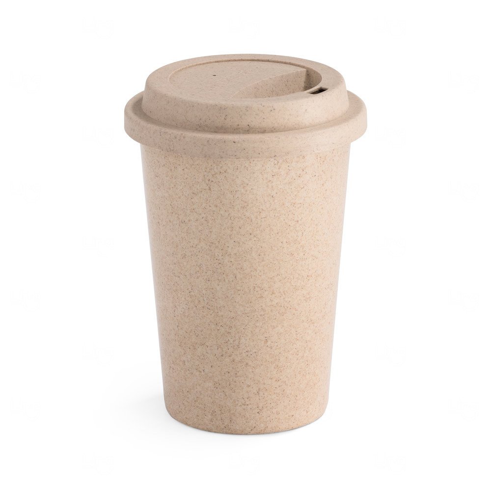 Copo Ecológico com Tampa 450ml Personalizado Creme