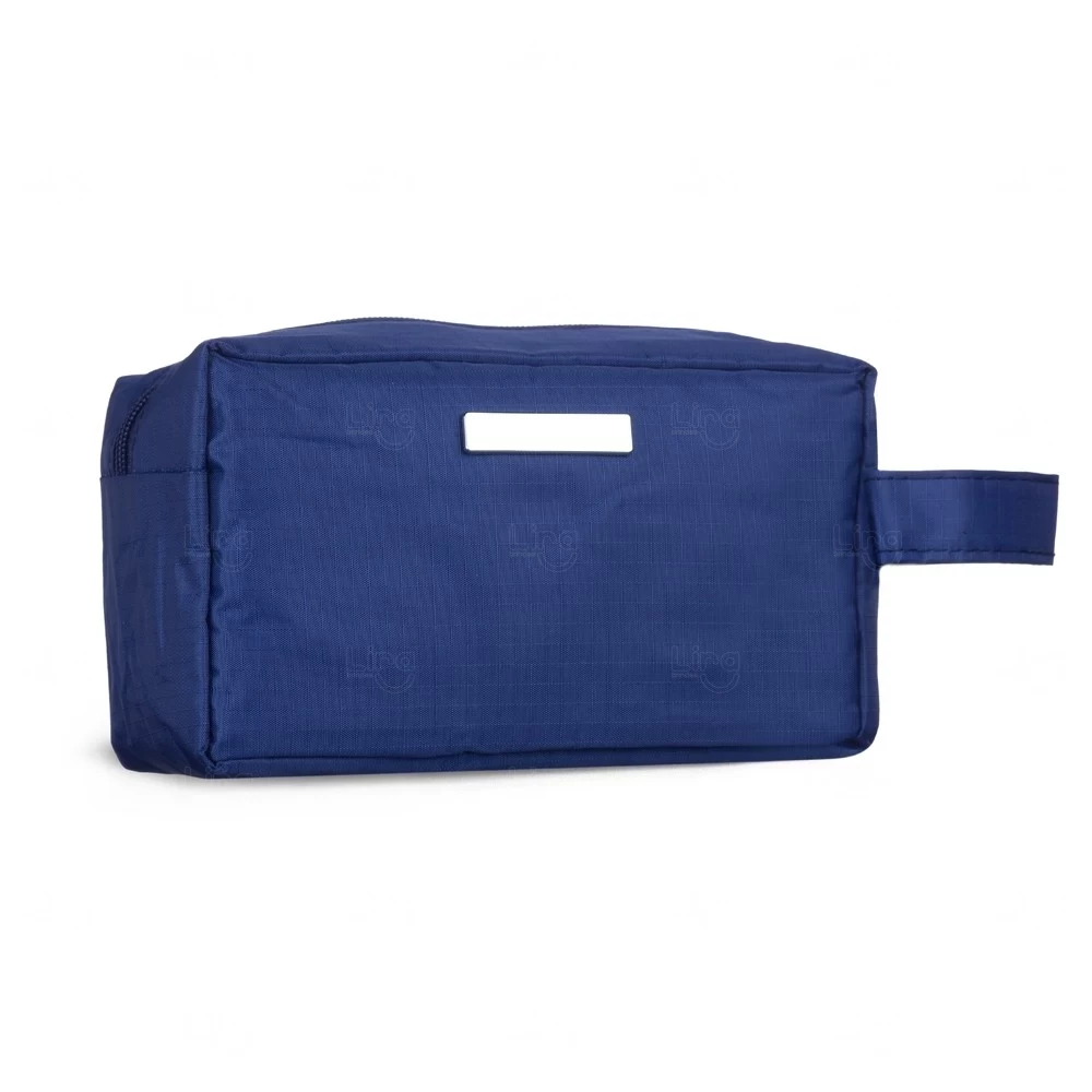 Nécessaire em PVC com Plaquinha Metálica Personalizada Azul Escuro