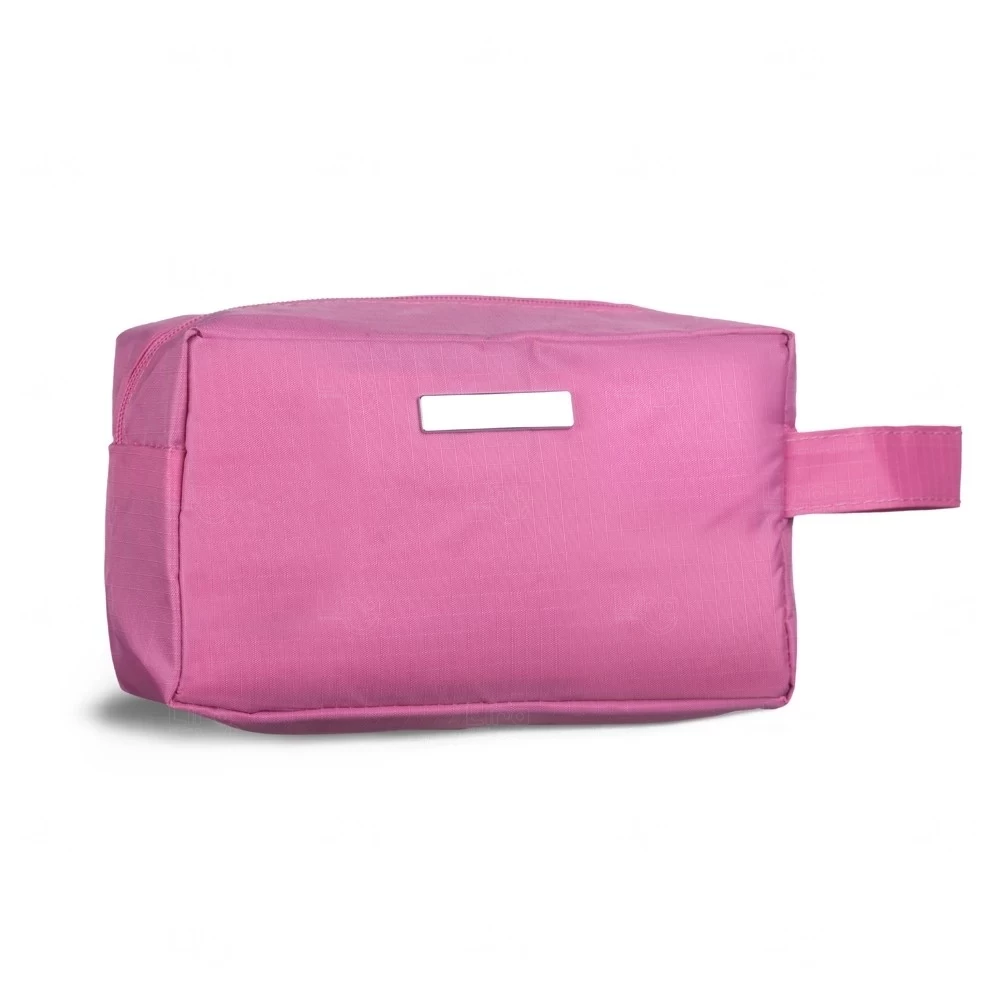Nécessaire em PVC com Plaquinha Metálica Personalizada Rosa