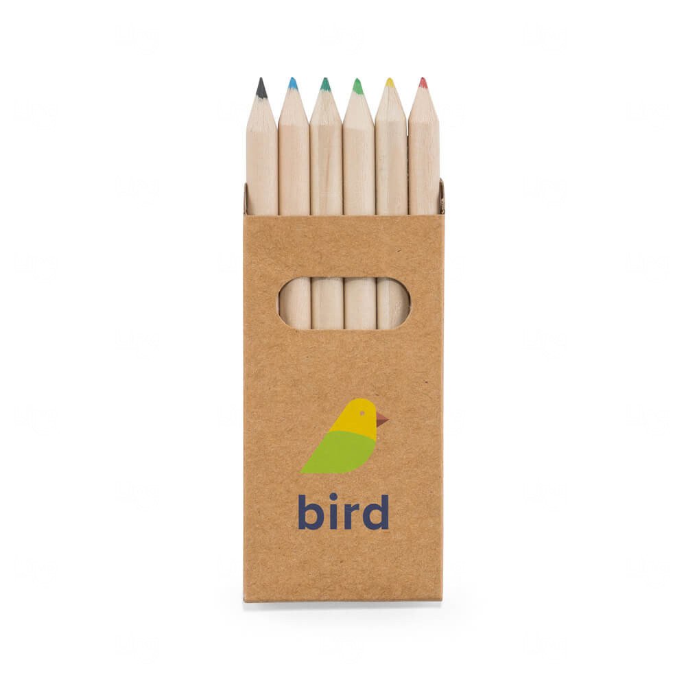 Caixa com 6 Mini Lápis de Cor Personalizada 
