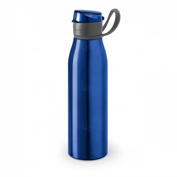 Garrafa de Alumínio 650ml com Tampa Retrátil Personalizada Azul