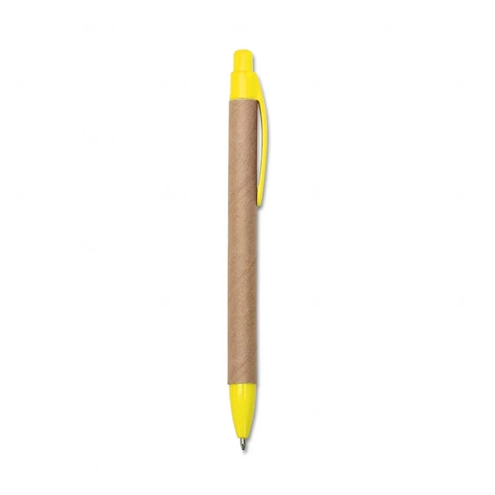Caneta Ecológica de Papelão Personalizada Amarelo
