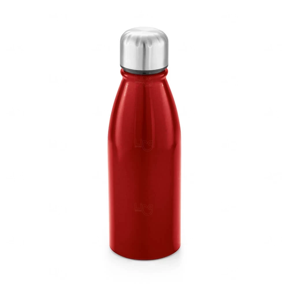 Garrafa de Alumínio 500ml com Tampa Inox Personalizada Vermelho