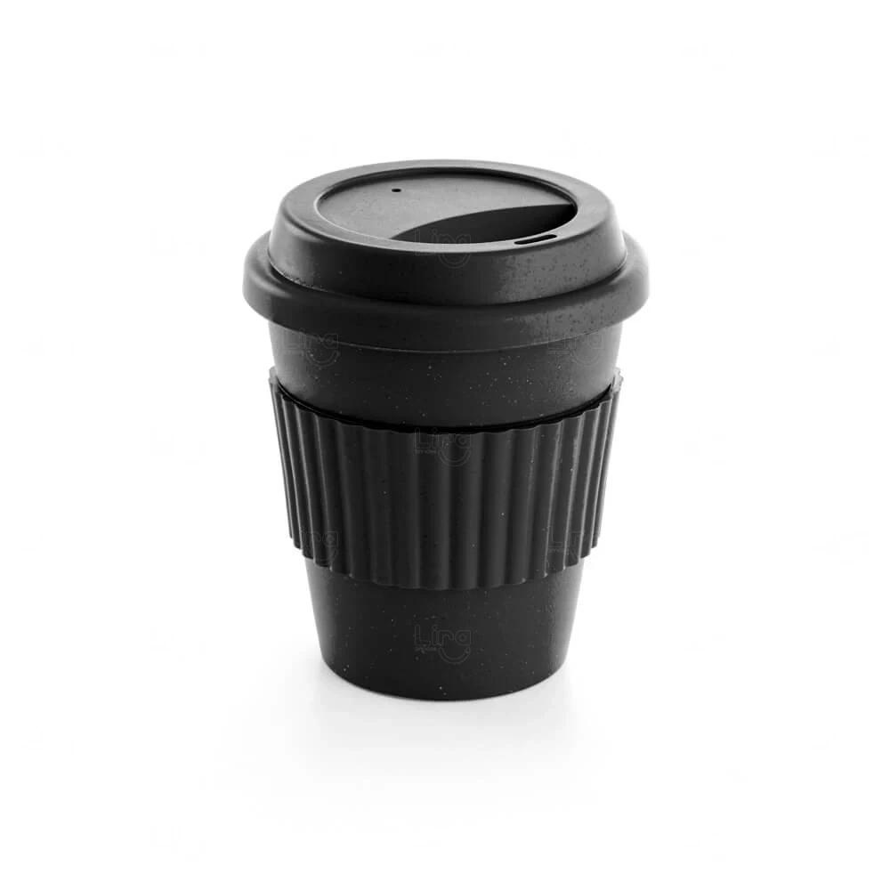 Copo de Fibra de Bambu 380ml Colorido Personalizado Preto
