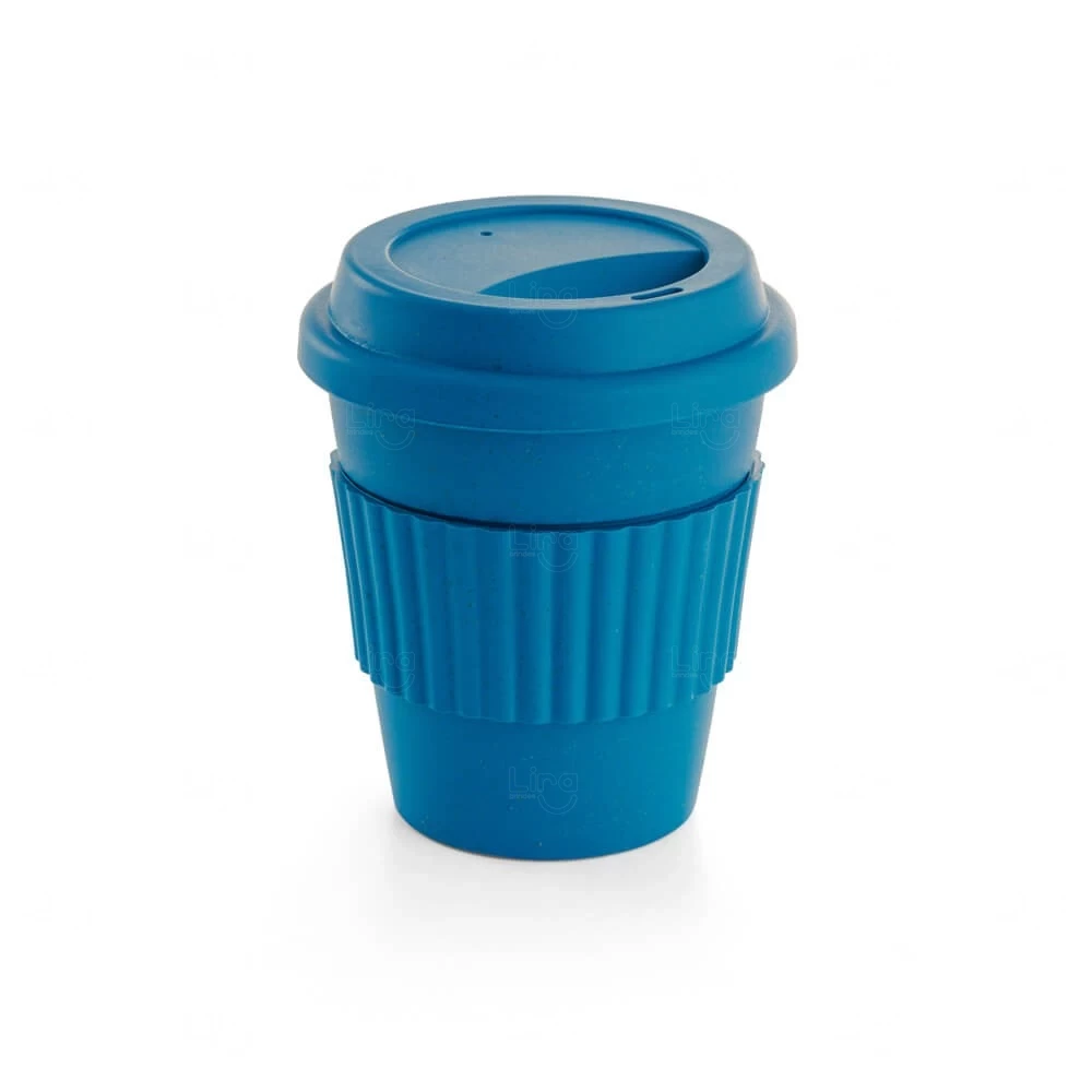 Copo de Fibra de Bambu 380ml Colorido Personalizado Azul