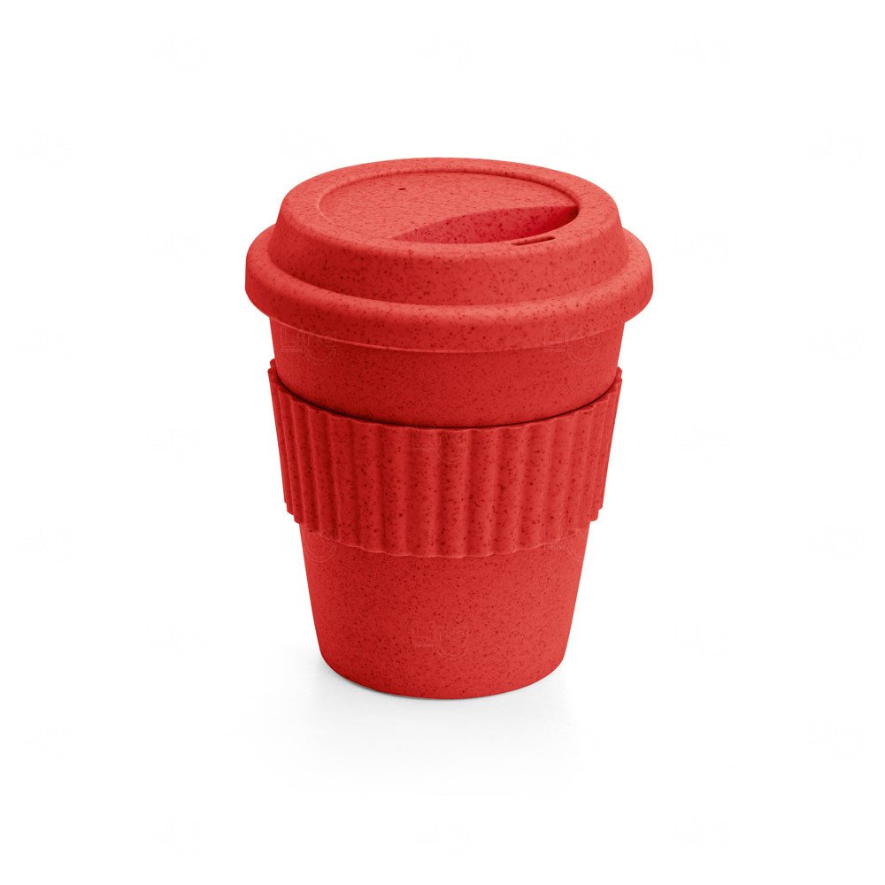 Copo de Fibra de Bambu 380ml Colorido Personalizado Vermelho