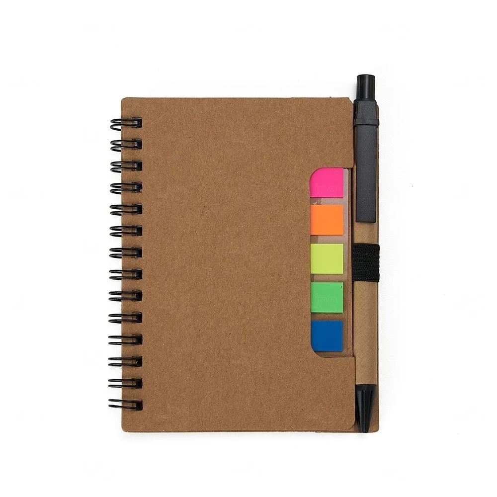 Caderneta Ecológica com Post-it e Caneta Personalizada - 13x9 cm 