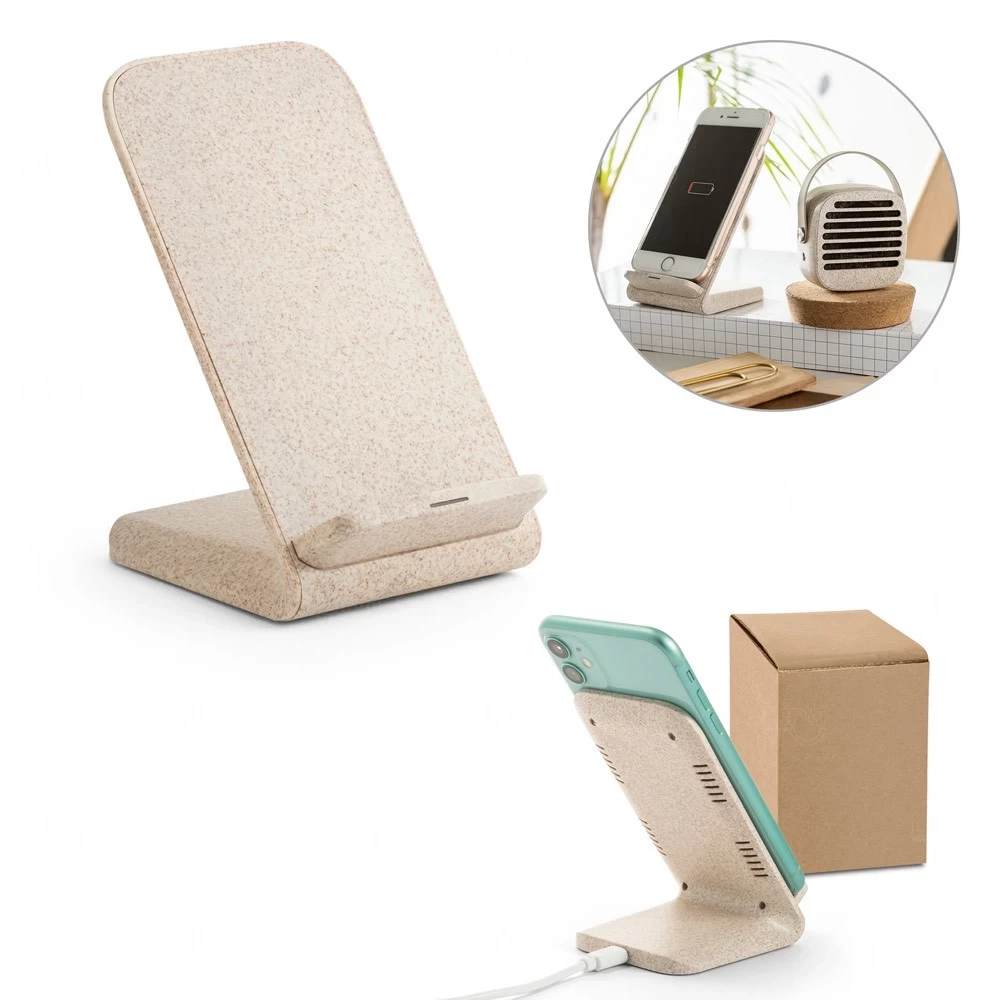 Suporte de Celular Ecológico com Carregador Sem Fio Personalizado 