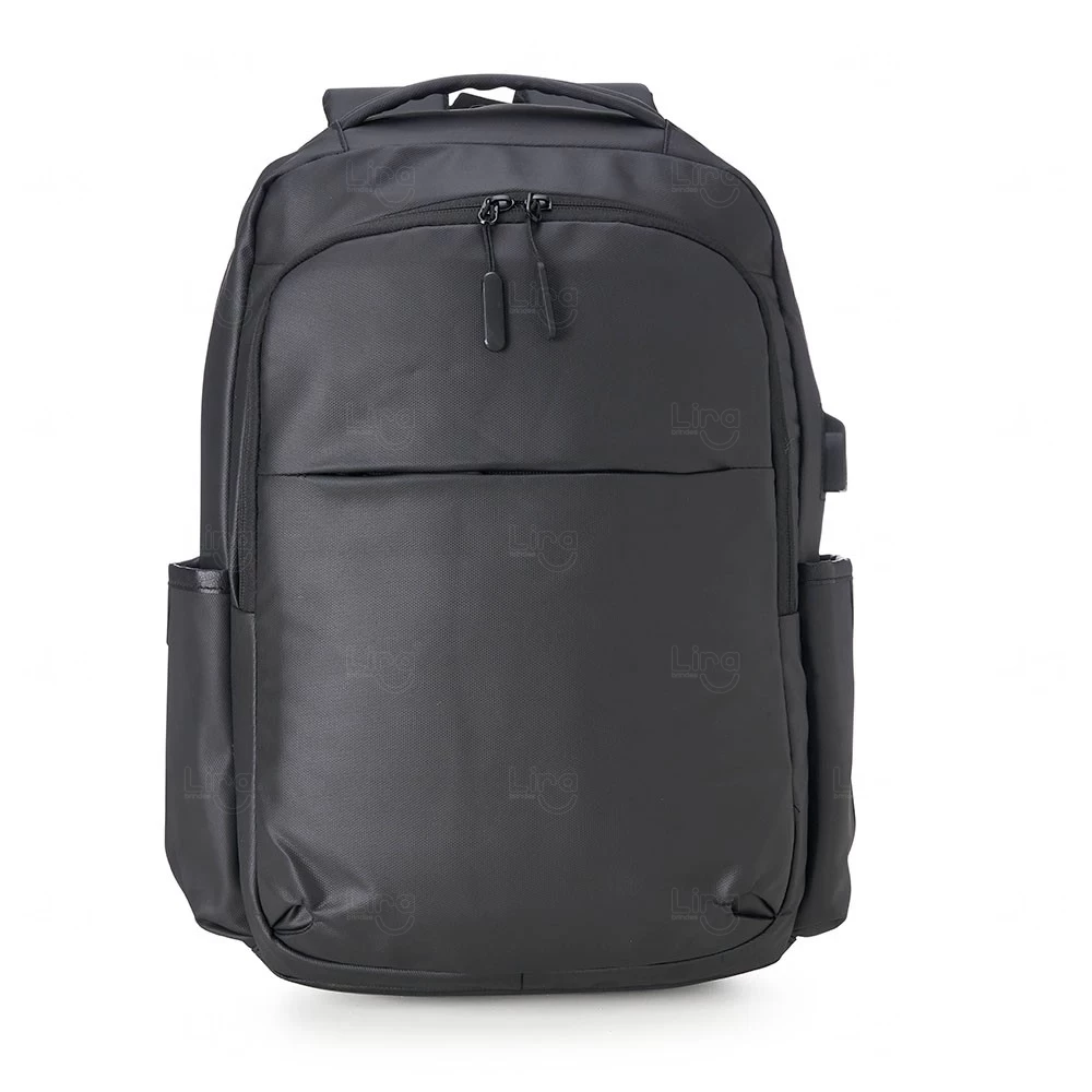 Mochila Couro Sintético Impermeável 20L Antifurto Personalizada Preto