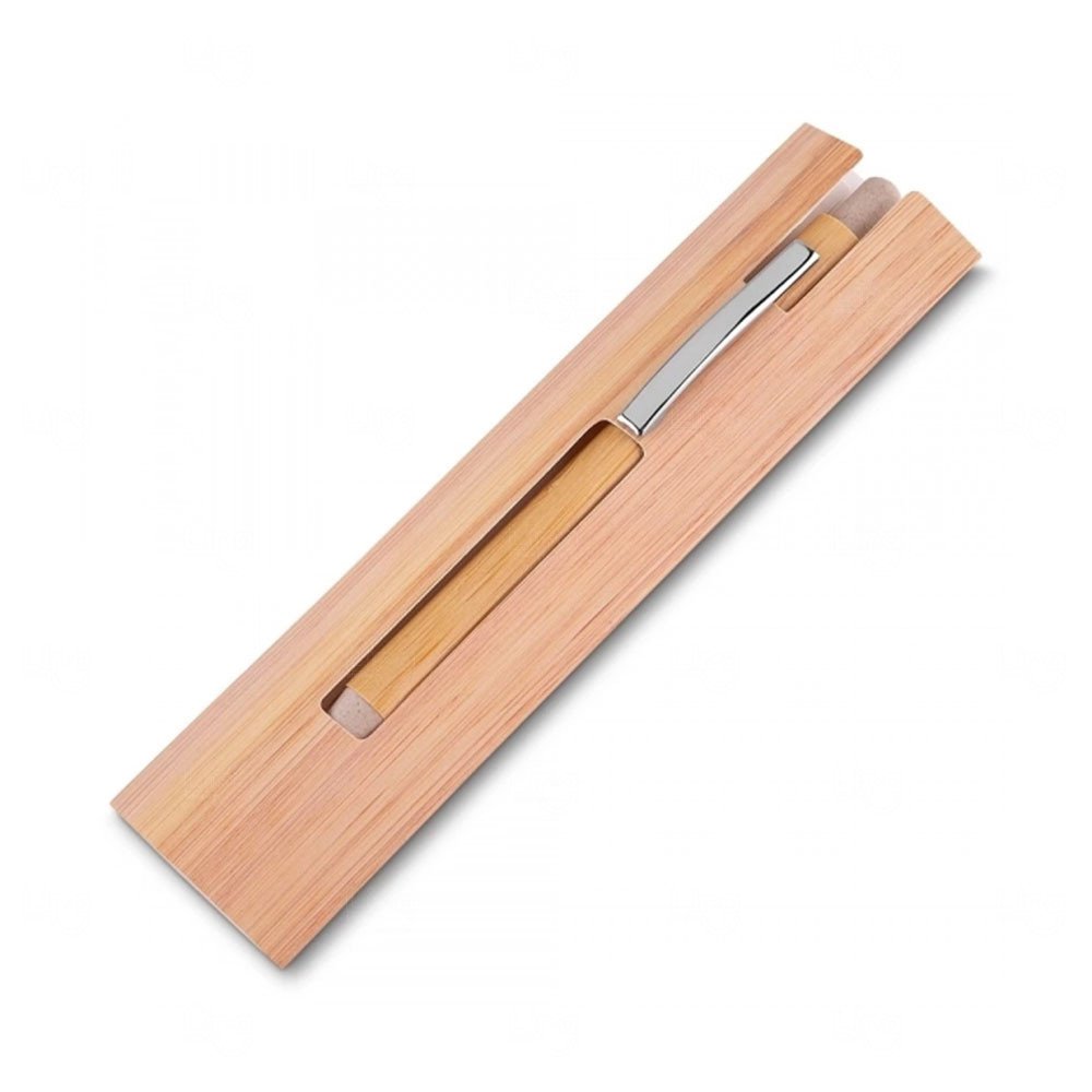 Caneta Ecológica de Bambu com Estojo Personalizada 
