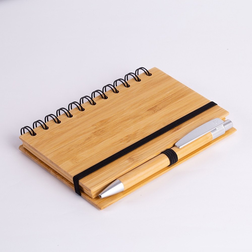 Caderneta Ecológica Bambu com Caneta Personalizada - 15 x 11,2cm 