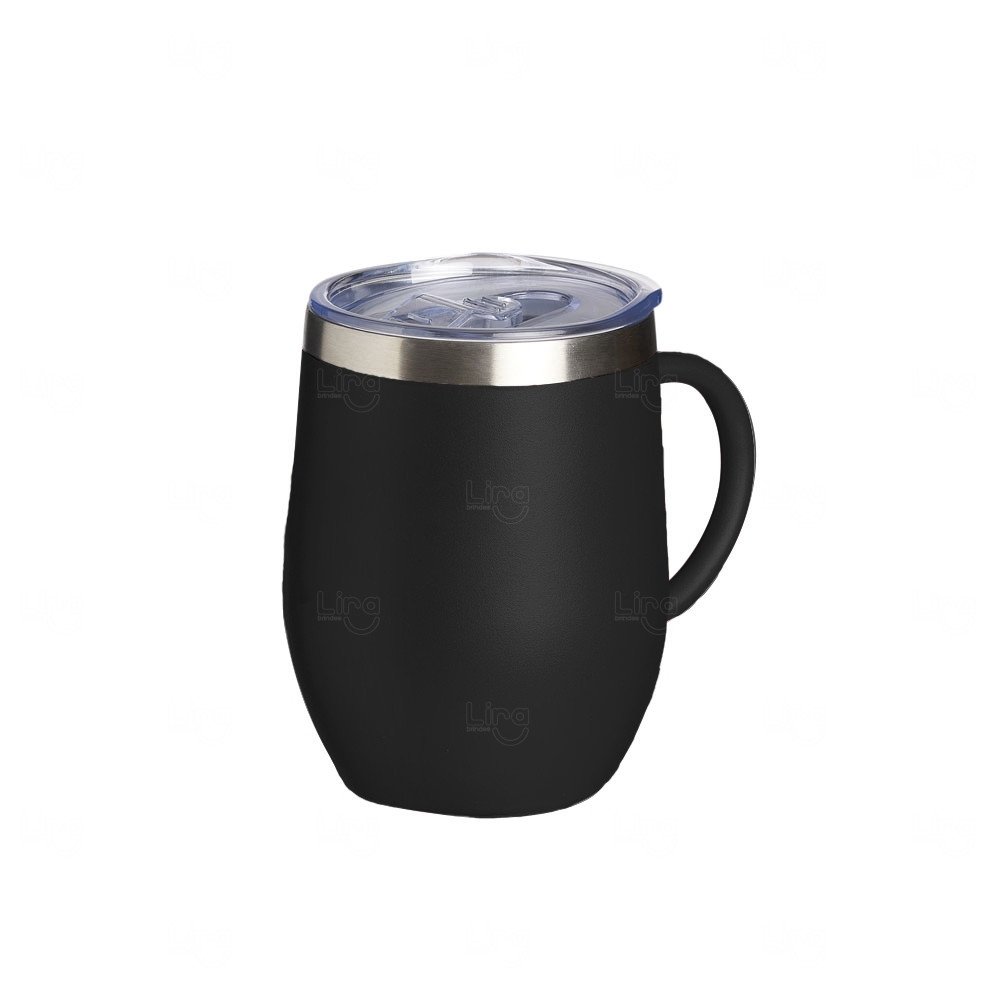 Caneca Cuia Térmica Inox 350ml Personalizada Preto
