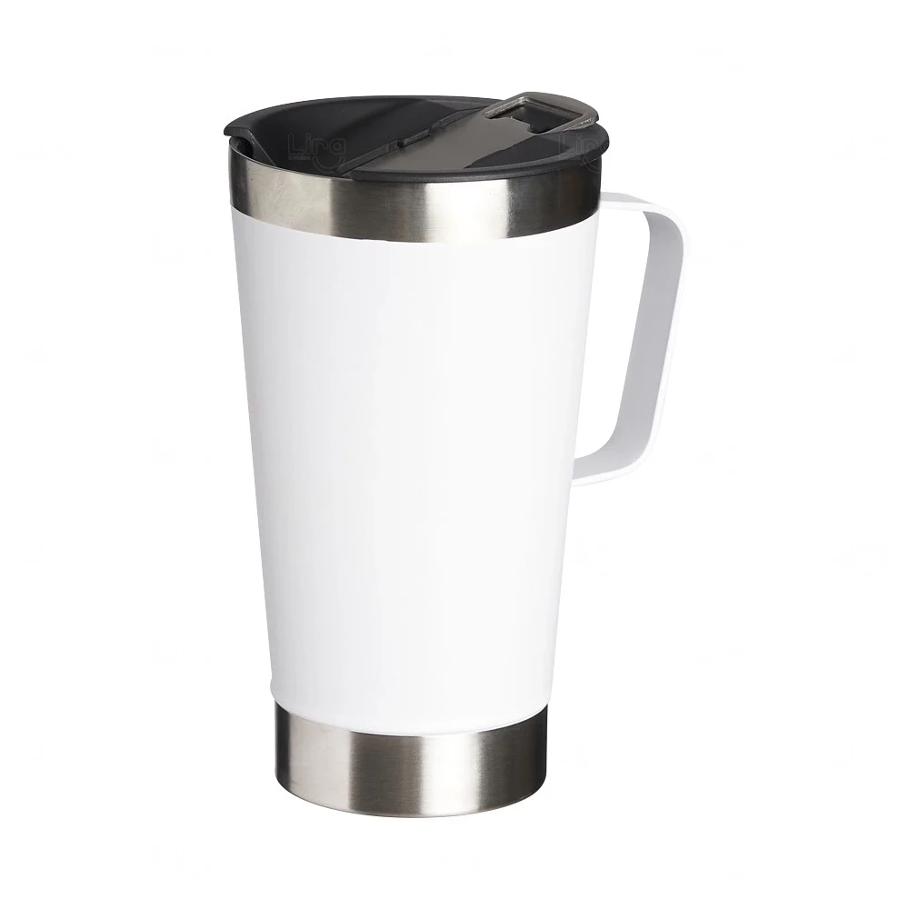 Caneca Térmica Inox com Abridor Personalizada - 500ml Branco