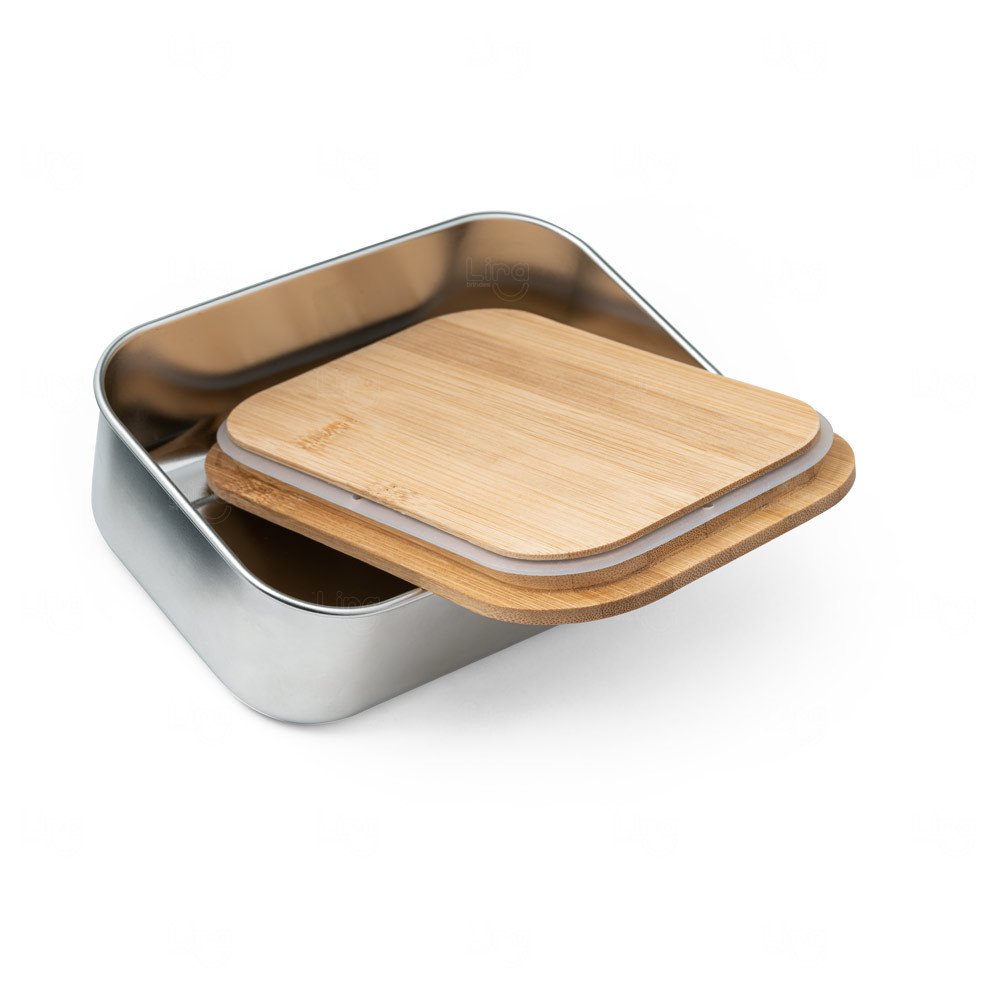 Marmita Inox e Bambu 800ml Personalizada 