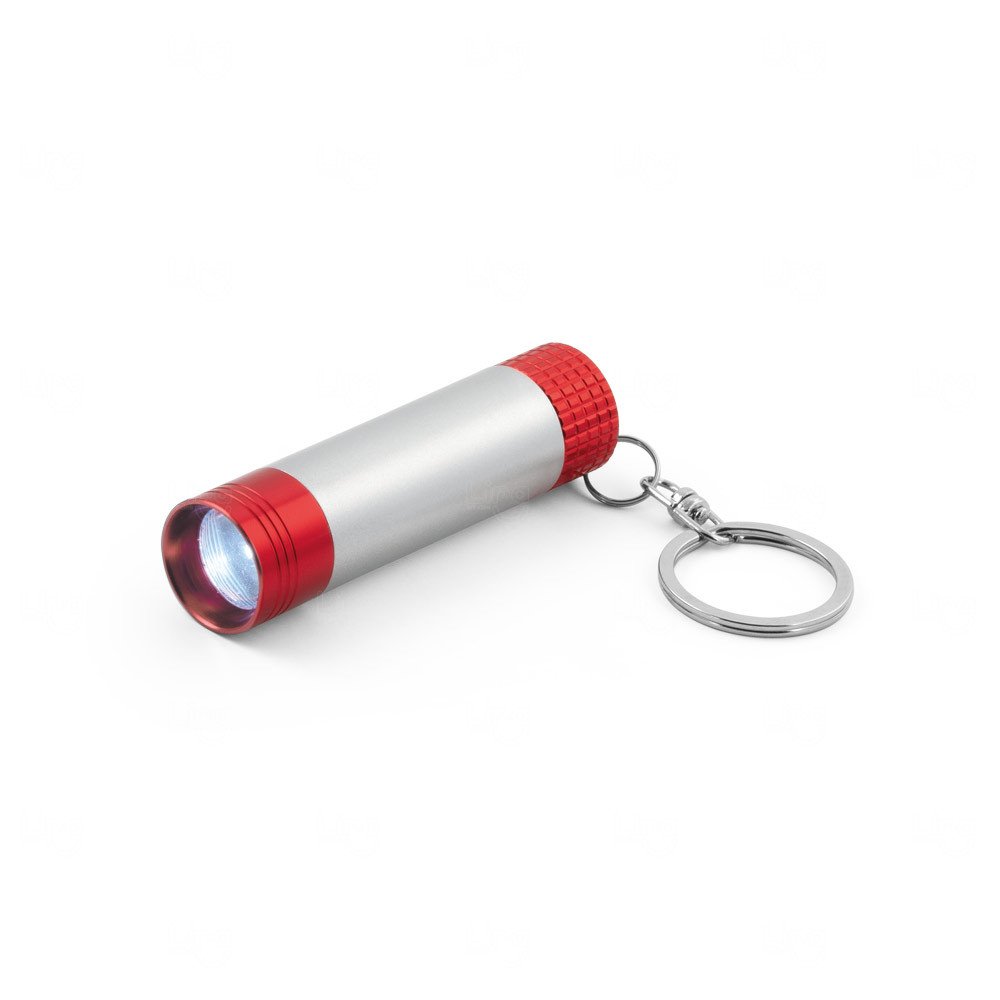 Chaveiro com Lanterna em Alumínio Personalizado Vermelho