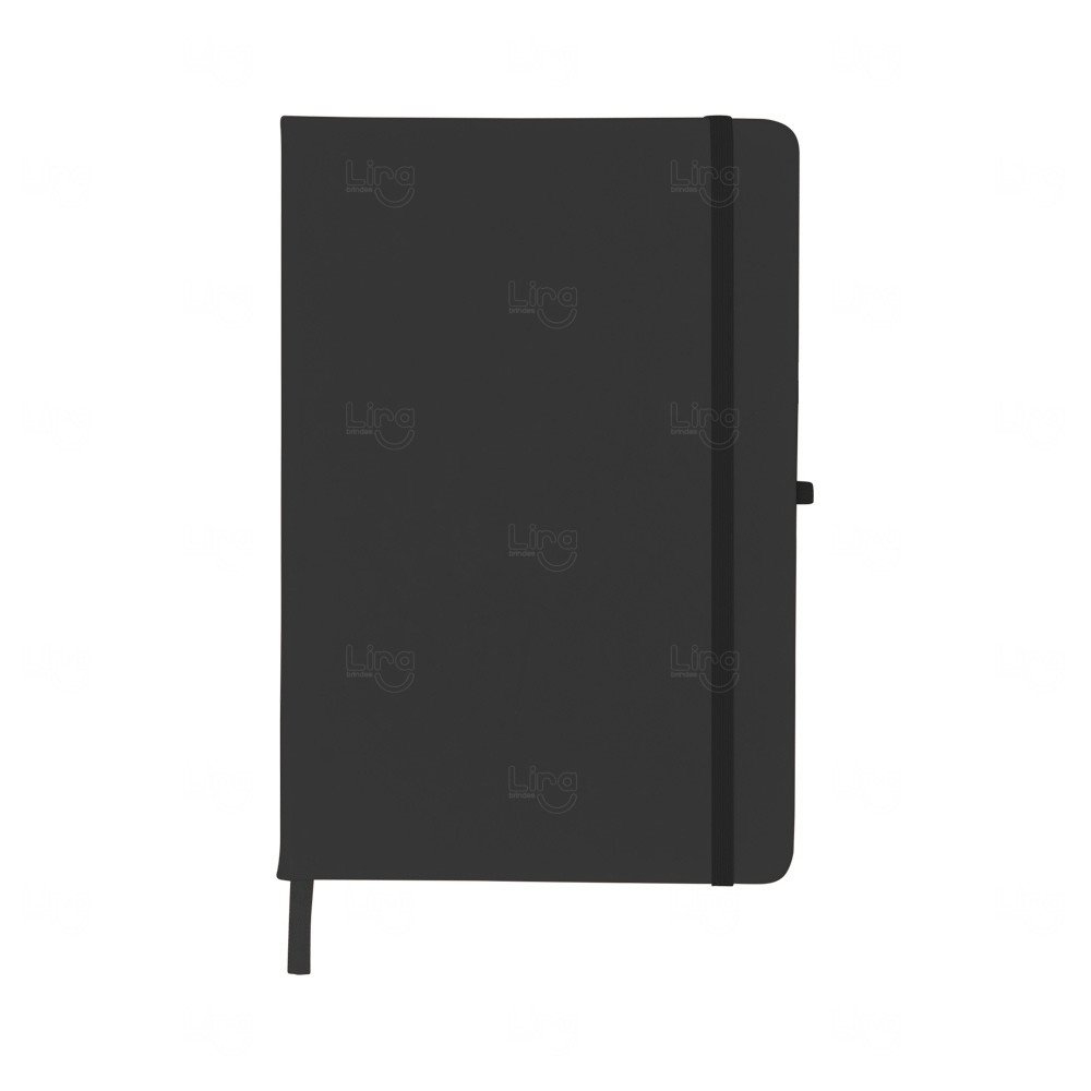 Moleskine Emborrachado c/ Porta Caneta Personalizado - 21,2x14 cm Preto