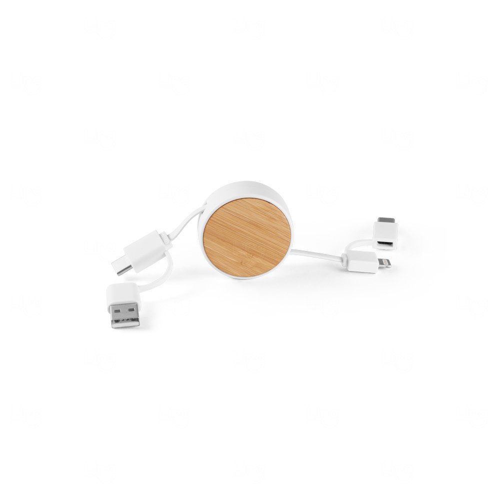Cabo Retrátil 6 em 1 Personalizado Branco