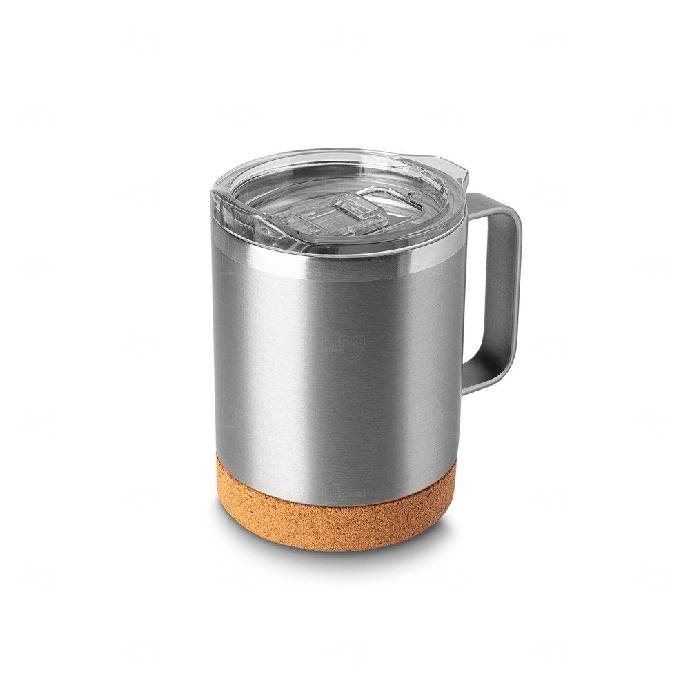 Caneca Térmica Inox Parede Dupla 350ml Personalizada Prata