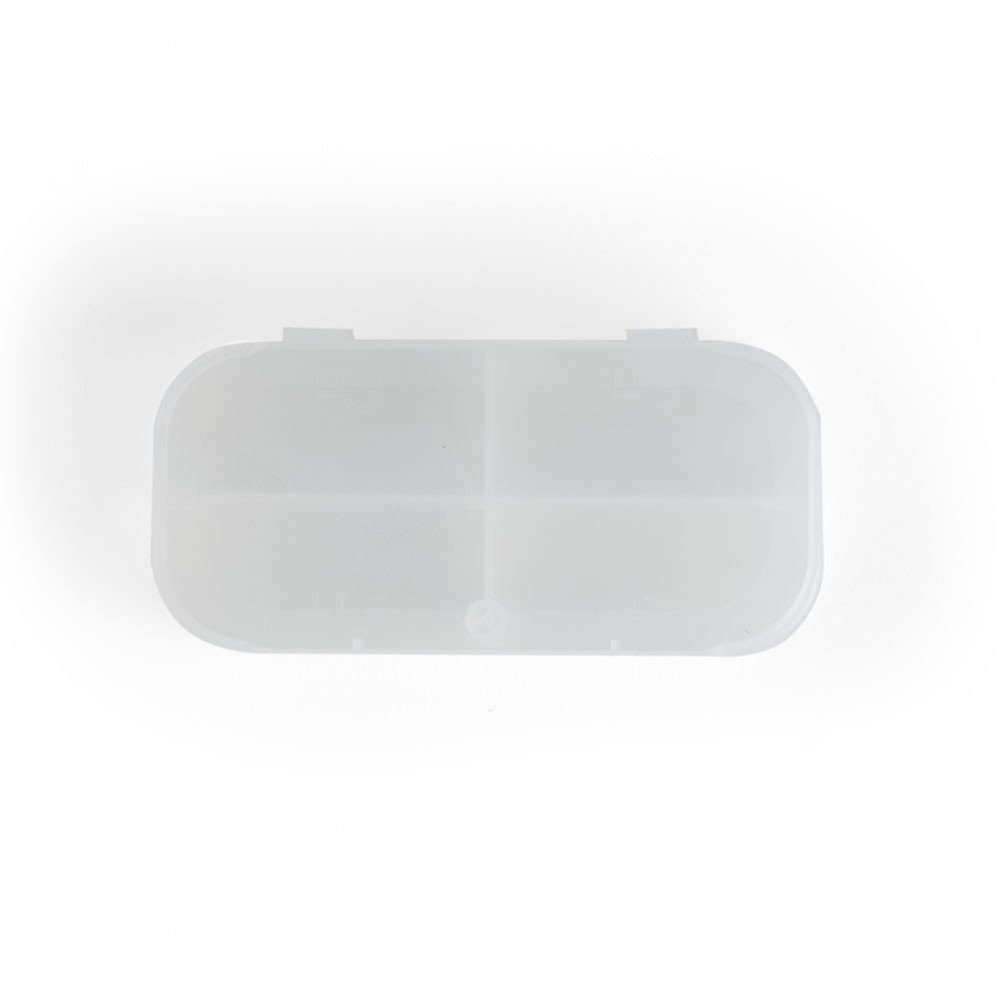 Porta Comprimidos Plástico 4 Divisórias Personalizado Transparente