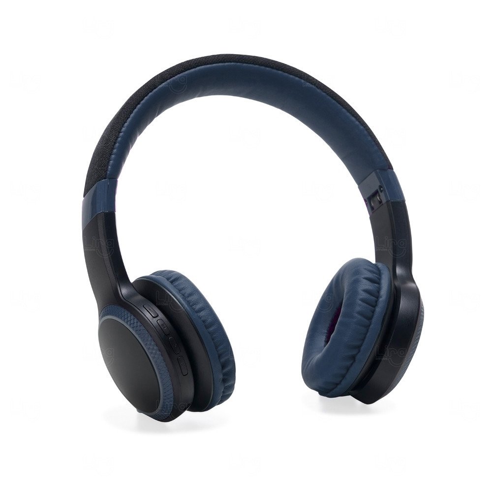 Fone de Ouvido Bluetooth Personalizado com LED RGB Azul