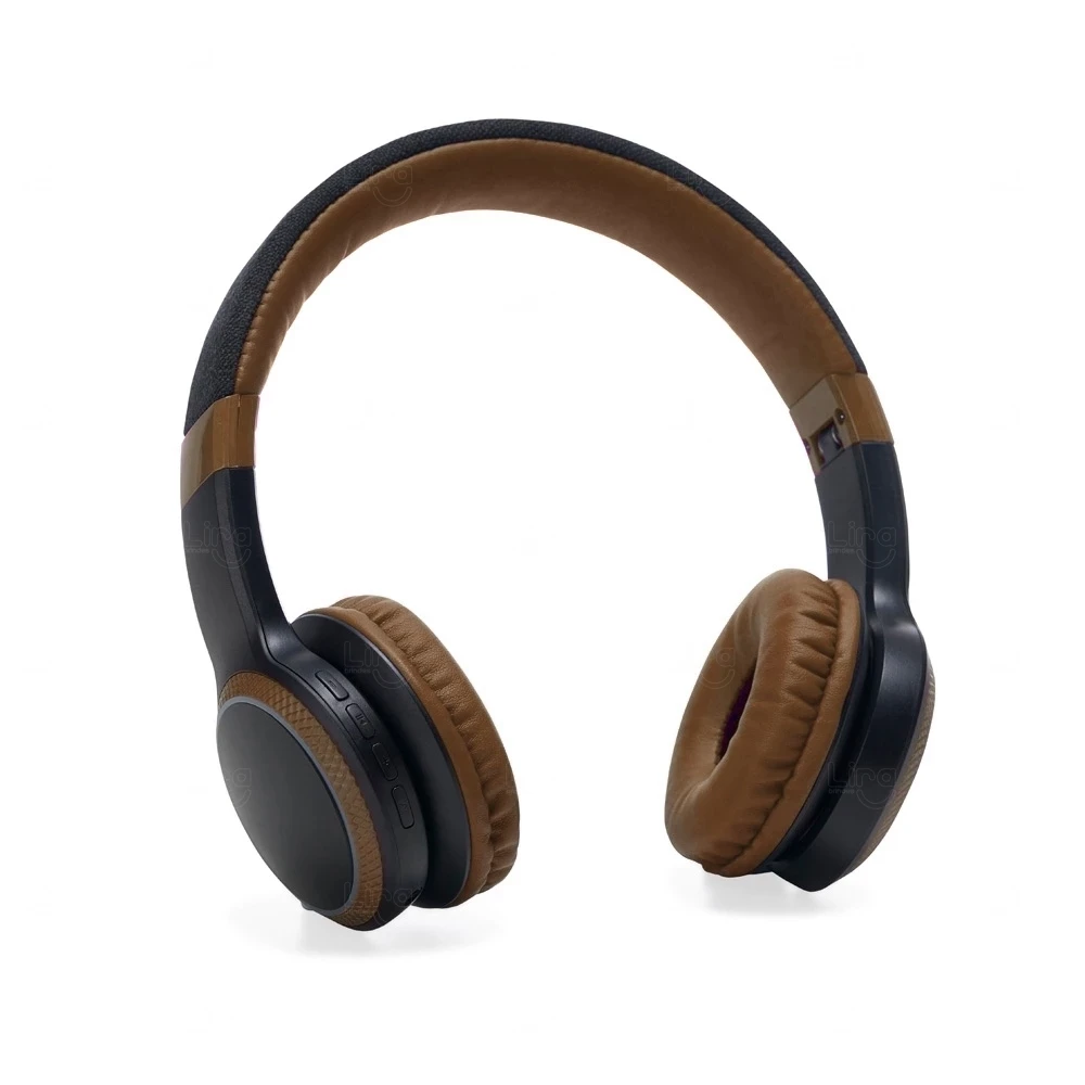 Fone de Ouvido Bluetooth Personalizado com LED RGB Marrom