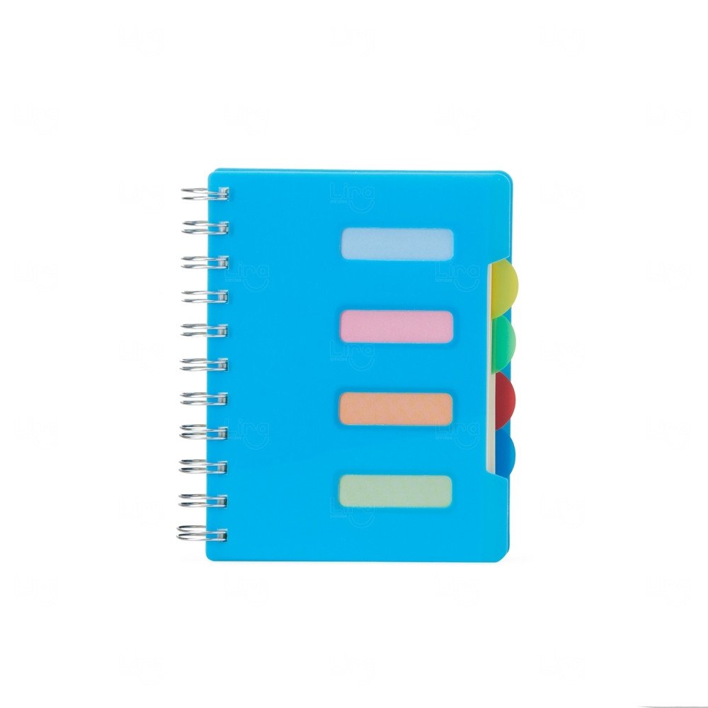 Caderneta com Abas Coloridas Personalizada - 14,5 x 12,3 cm Azul