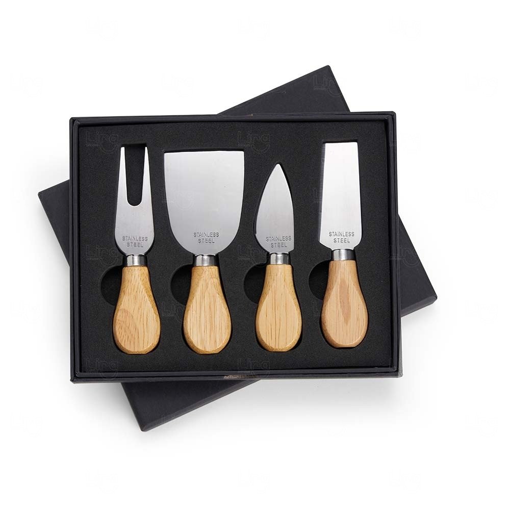 Kit Queijo 4 Peças com Estojo Personalizado 
