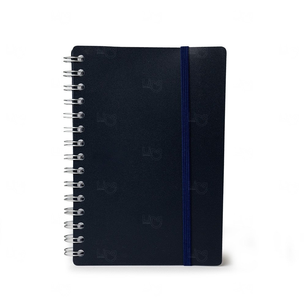 Agenda Diária 2026 com Espiral Personalizada - 20x14,6cm Azul Escuro