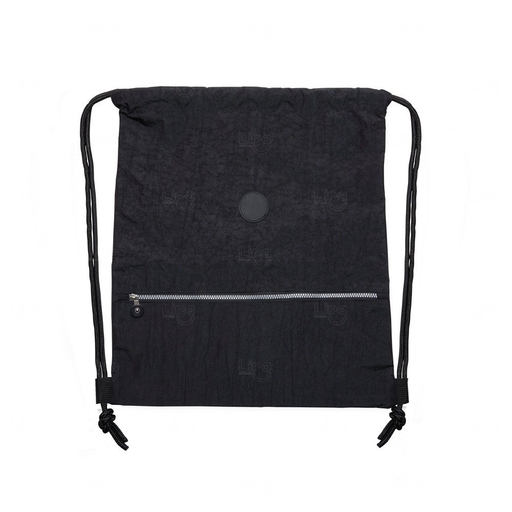 Sacochila Impermeável com Bolso Frontal Personalizada - 47x42 cm Preto
