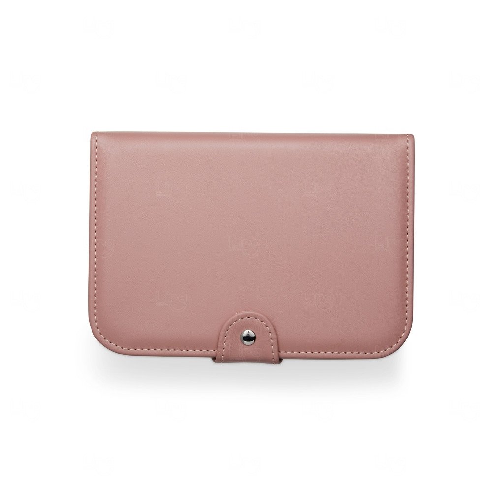 Porta-Joias Couro Sintético com Espelho Personalizado - 6x14x20cm Rosa Escuro