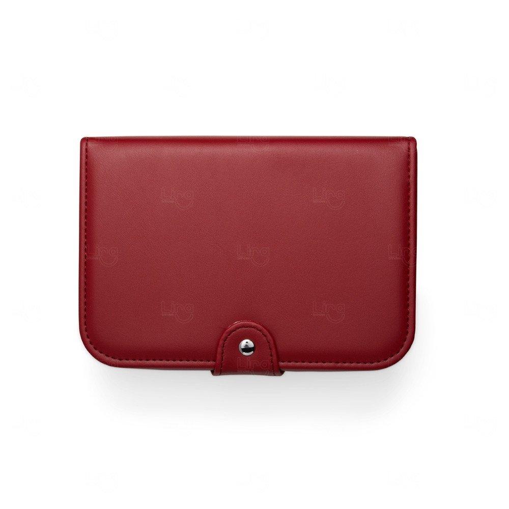 Porta-Joias Couro Sintético com Espelho Personalizado - 6x14x20cm Vermelho