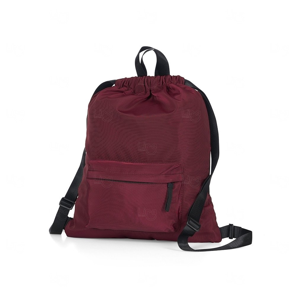 Sacochila com Bolso e Zíper Personalizada - 44 x 37 cm 